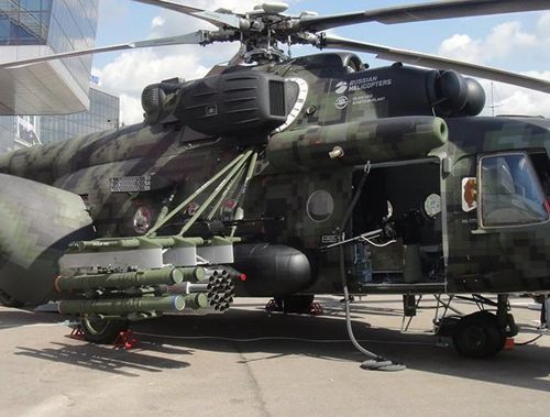  Trực thăng vận tải-chiến đấu Mi-171Sh tại triển lãm HeliRussia-2018. Trực thăng này có thể thực hiện nhiệm vụ hỗ trợ hỏa lực cho nhóm đổ bộ đường không 