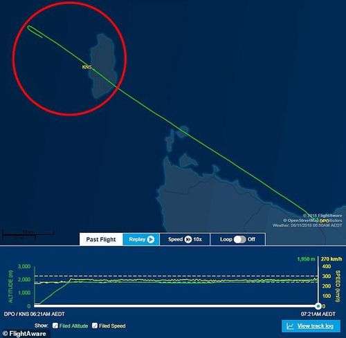 Chiếc máy bay buộc phải quay đầu sau khi bay quá sân bay đảo King 46km.