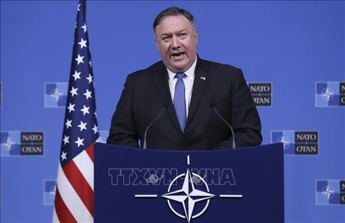 Ngoại trưởng Mỹ Mike Pompeo trong cuộc họp báo sau Hội nghị ngoại trưởng Tổ chức Hiệp ước Bắc Đại Tây Dương (NATO) ở Brussels (Bỉ) ngày 4/12/2018. Ảnh: THX/TTXVN