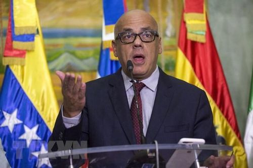 Trưởng đoàn đàm phán Chính phủ Venezuela, Bộ trưởng Thông tin và truyền thông Jorge Rodriguez. Ảnh: AFP/TTXVN