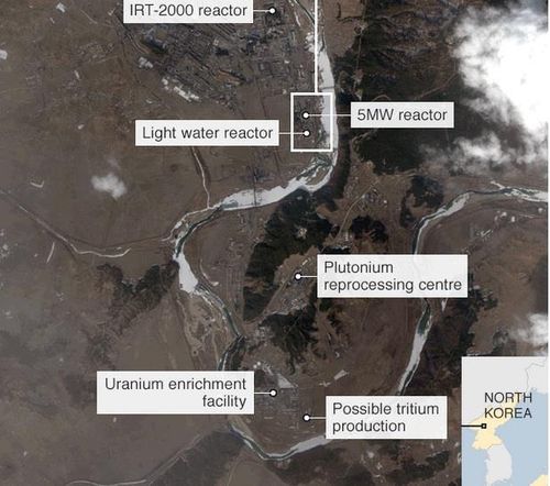 Sơ đồ các lò phản ứng trong cơ ở hạt nhân Yongbyon. (Ảnh: BBC)