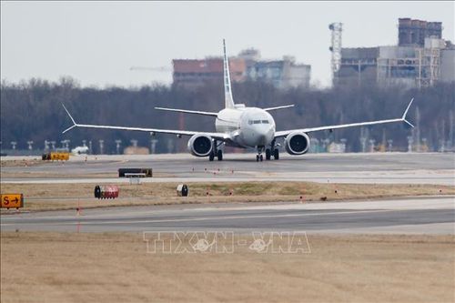 Máy bay Boeing 737 MAX của Hãng hàng không American Airlines hạ cánh tại sân bay quốc tế Washington Reagan ở Washington, DC, Mỹ ngày 13/3/2019. Ảnh: THX/TTXVN
