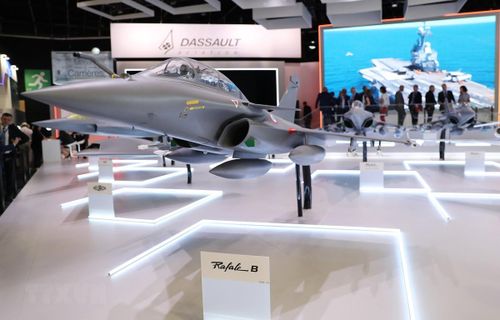 Mẫu máy bay Dassault Rafale được trưng bày tại Triển lãm hàng không quốc tế Paris ở sân bay Le Bourget, gần Paris, Pháp ngày 17/6/2019. (Ảnh: THX/TTXVN)