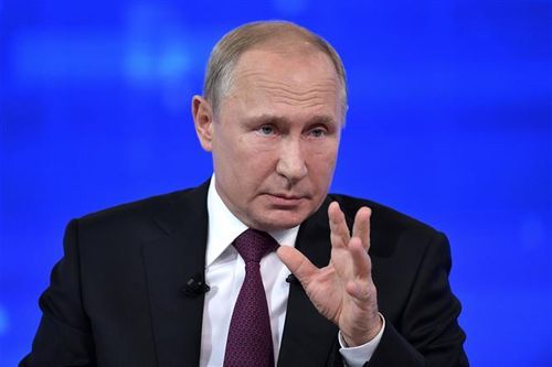Tổng thống Nga Vladimir Putin phát biểu tại Moskva ngày 20/6/2019. Ảnh: AFP/ TTXVN