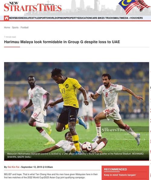 Bài viết trên NST cho thấy sự tự tin của người Malaysia trước ngày tái đấu Việt Nam. Ảnh chụp màn hình.