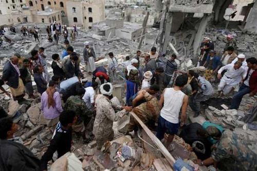 Một khu vực của Yemen từng bị liên quân tấn công. Ảnh: Reuters