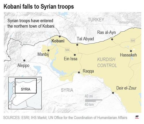 Bản đồ khu vực Đông Bắc Syria. Ảnh: AP