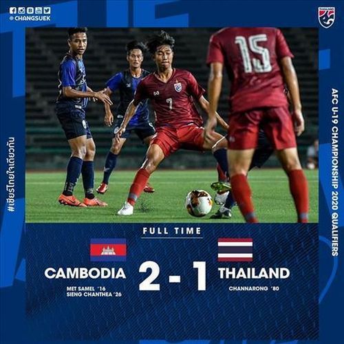 U19 Thái Lan nhận thất bại muối mặt trước U19 Campuchia. Ảnh: AFC