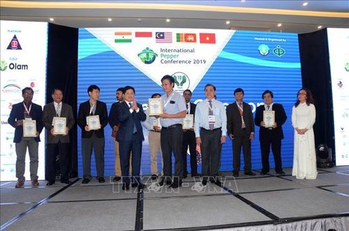 Đại diện Bộ Nông nghiệp và Phát triển nông thôn, lãnh đạo UBND tỉnh Bà Rịa-Vũng Tàu, Hiệp hội hồ tiêu quốc tế trao giải nông dân trồng hồ tiêu xuất sắc năm 2018 và giải sáng tạo trong sản xuất và chế biến hồ tiêu cho 5 cá nhân và doanh nghiệp đến từ Việt Nam và các nước trên thế giới. 