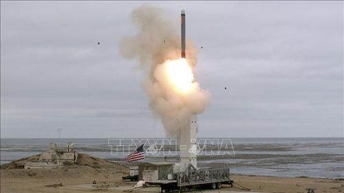 Vụ thử tên lửa hành trình phóng từ mặt đất tại đảo San Nicolas, bang California (Mỹ) ngày 18/8/2019 (ảnh do Bộ Quốc phòng Mỹ cung cấp). Ảnh: AFP/TTXVN