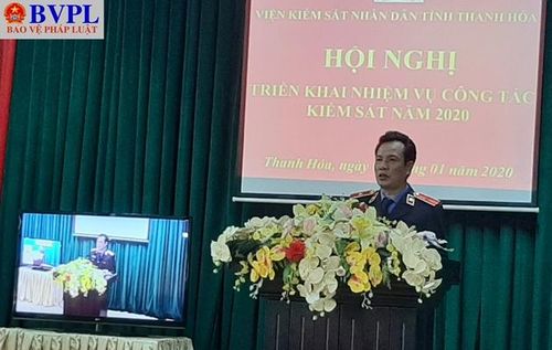 Đống chí Đỗ Văn Phương, Viện trưởng VKSND tỉnh Thanh Hóa chủ trì hội nghị