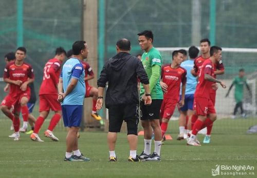 Trần Nguyên Mạnh trong một buổi tập của Đội tuyển Việt Nam. Ảnh tư liệu