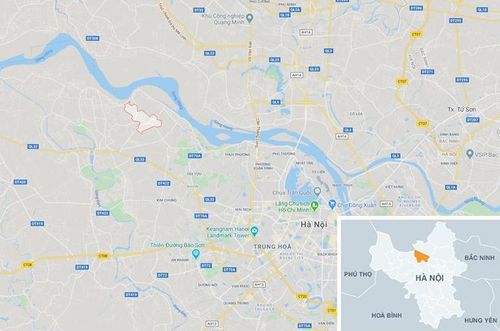 Vụ đuối nước xảy ra tại xã Hạ Mỗ, huyện Đan Phượng, Hà Nội. Ảnh: Google Maps.