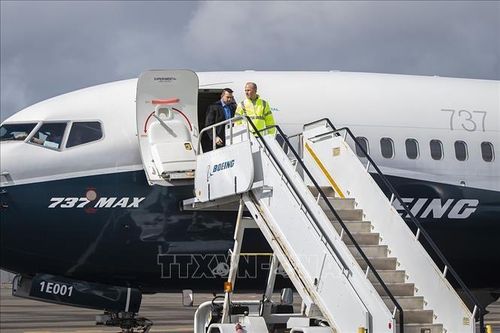 Máy bay Boeing 737 MAX 7 sau chuyến bay thử tại Seattle, Mỹ, ngày 3/4/2019. Ảnh: AFP/TTXVN