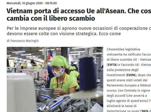 Bài báo đăng ngày 10/6/2020 trên affaritaliani