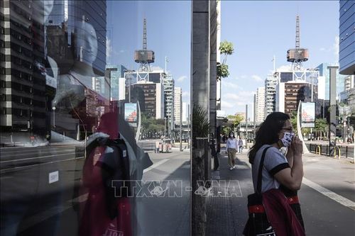 Brazil được dự báo sụt giảm 9,1% trong năm nay và tăng trưởng 3,6% năm 2021. Ảnh: THX/TTXVN