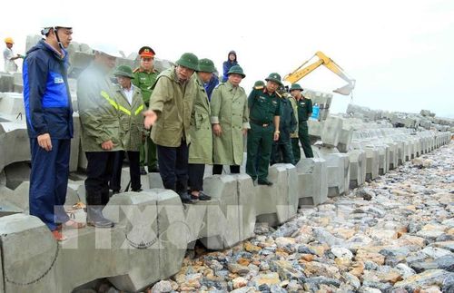 Đảm bảo an toàn đê điều là nhiệm vụ trọng tâm trong phòng chống thiên tai những tháng cuối năm 2020. Ảnh: TTXVN