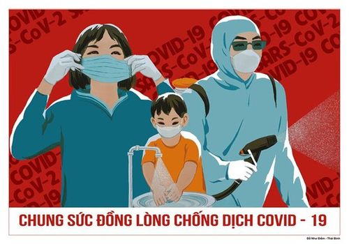 Một mẫu tranh cổ động về phòng, chống dịch bệnh do COVID-19. Ảnh: Baochinhphu.vn.
