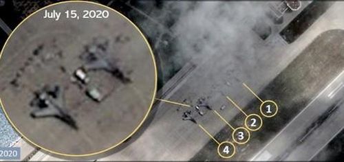 Nhóm tiêm kích J-11 do Trung Quốc triển khai trái phép tại đảo Phú Lâm, thuộc quần đảo Hoàng Sa của Việt Nam - Ảnh: CNES