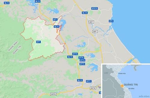 Xã Vĩnh Hà, huyện Vĩnh Linh, tỉnh Quảng Trị (khoanh đỏ) - nơi phát hiện 5 trường hợp mắc bệnh bạch hầu. Ảnh: Google Maps.