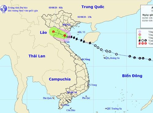 Vị trí và hướng di chuyển của áp thấp nhiệt đới. (Nguồn: nchmf.gov.vn)