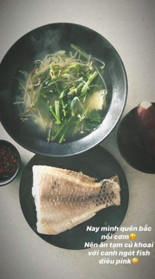 Thực đơn của cô không quá cầu kỳ song luôn đảm bảo cân bằng giữa thịt cá và rau củ quả.