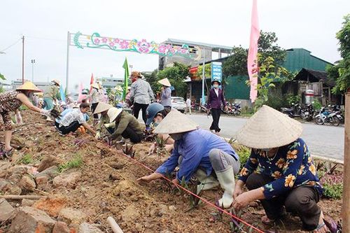 Nhân dân xã Sơn Hà xây dựng “Đường hoa xanh - sạch đẹp -kiểu mẫu”.
