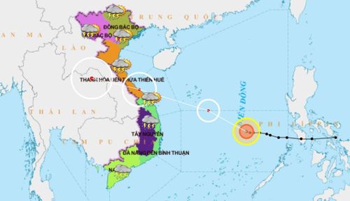 Đường đi của bão số 5. Ảnh: NCHMF