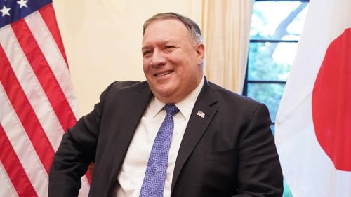Ông Pompeo trong cuộc phỏng vấn với Nikkei Asia hôm 6/10 tại Đại sứ quán Mỹ ở Tokyo. Ảnh: Nikkei.