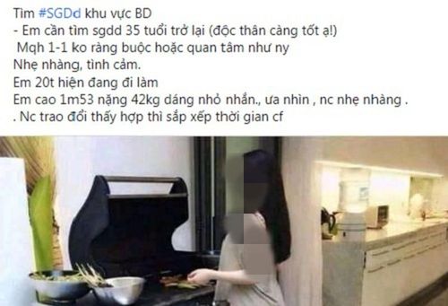 Bài đăng tìm sugar daddy xuất hiện tràn lan trên mạng xã hội. Ảnh chụp màn hình