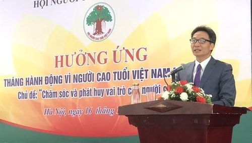 Phó Thủ tướng Chính phủ Vũ Đức Đam phát biểu tại Chương trình hưởng ứng “Tháng hành động vì người cao tuổi Việt Nam” năm 2020. Ảnh: Thùy Trang
