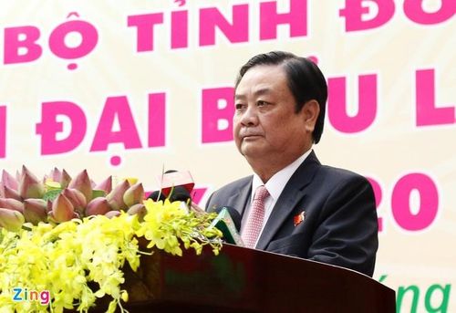  Bí thư Tỉnh ủy Đồng Tháp Lê Minh Hoan phát biểu, khai mạc đại hội. Ảnh: Đình Thương. 