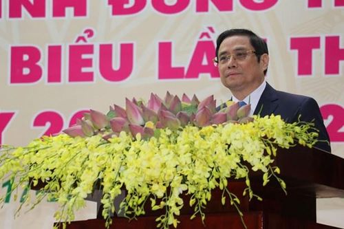 Ủy viên Bộ Chính trị, Bí thư Trung ương Đảng, Trưởng Ban Tổ chức Trung ương Phạm Minh Chính phát biểu chỉ đạo Đại hội. (Ảnh: Nguyễn Văn Trí/TTXVN)
