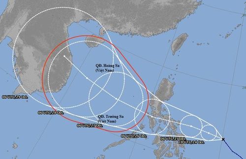Cơ quan khí tượng Nhật Bản dự báo áp thấp nhiệt đới mạnh thành bão sẽ tiến vào Biển Đông trong 2 ngày tới. Ảnh: JMA.