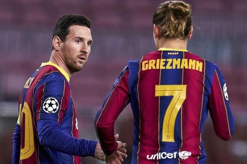Messi được cho là không hài lòng với sự có mặt của Griezmann ở sân Camp Nou. Ảnh: Getty Images.