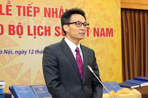 Phó Thủ tướng Vũ Đức Đam khẳng định bộ Quốc sử có ý nghĩa rất đặc biệt không chỉ về mặt khoa học mà còn thu hút sự quan tâm của các học giả, nhà nghiên cứu, người dân ở trong nước và quốc tế. Ảnh: VGP/Đình Nam