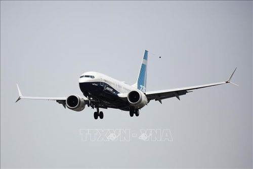 Máy bay Boeing 737 MAX thực hiện chuyến bay kiểm tra tại nhà máy của Boeing ở Seattle, Washington, Mỹ, ngày 30/9/2020. Ảnh: AFP/TTXVN