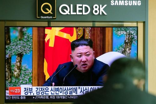 Nhà lãnh đạo Triều Tiên Kim Jong Un phát biểu trên truyền hình. Ảnh: Bloomberg.