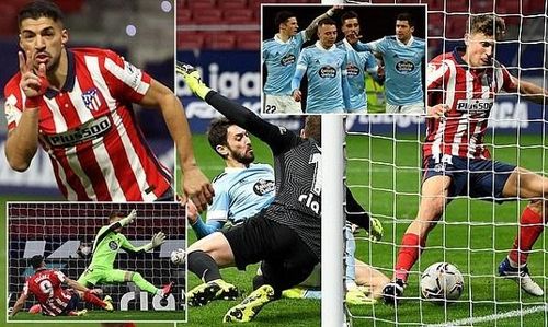 Với cú đúp vào lưới của Celta Vigo, Suarez đã lập kỷ lục mới về thành tích ghi bàn tại La Liga. Ảnh: Daily Mail