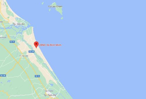 Xã Bình Minh, huyện Thăng Bình, Quảng Nam (chấm đỏ). Ảnh: Google Maps.