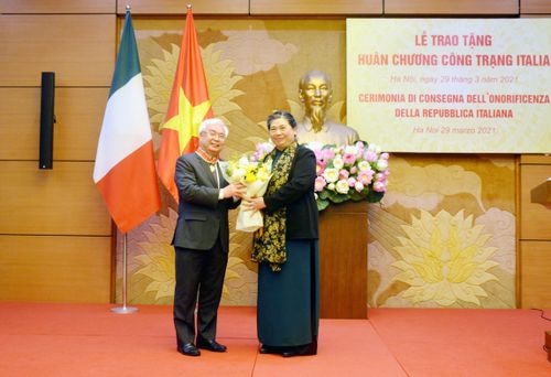Phó chủ tịch Thường trực Quốc hội Tòng Thị Phóng chúc mừng ông Phan Thanh Bình.