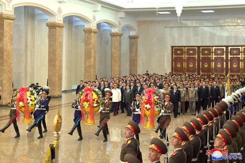 Sinh nhật người sáng lập đất nước Kim Nhật Thành là ngày lễ lớn nhất ở Triều Tiên và được gọi là ngày Mặt trời. Triều Tiên thường tổ chức các sự kiện thể thao và văn hóa quy mô lớn để kỷ niệm dịp này. Ảnh: KCNA.