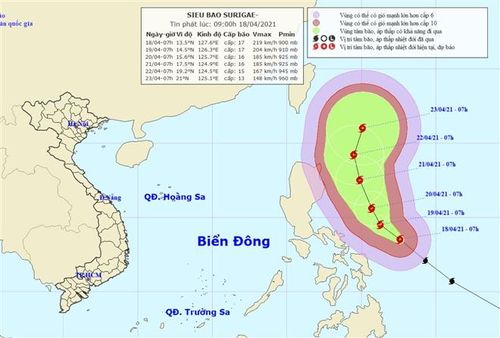 Siêu bão SURIGAE giật trên cấp 17, cách Philippines 420km.