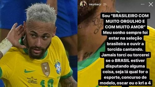 Neymar công kích dữ dội nhóm cổ động viên Brazil cổ vũ Messi vô địch Copa America 2021.