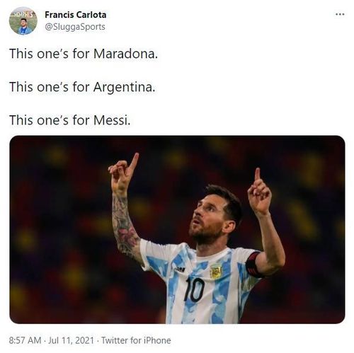 "Chức vô địch dành cho Maradona. Chức vô địch dành cho Argentina. Chức vô địch dành cho Messi"