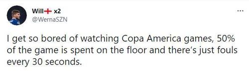 "Tôi cảm thấy quá chán nản khi xem các trận đấu của Copa America. Cầu thủ dành tới 50% thời gian của trận đấu để nằm sân và cứ 30 giây lại có một pha phạm lỗi"