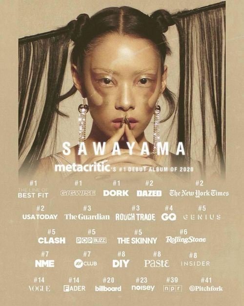  Rina Sawayama phát hành album đầu tay năm 2020. Album Sawayama gồm 13 bài hát với nhiều thể loại khác nhau. Thời điểm ra mắt, sản phẩm của nữ ca sĩ đứng đầu các bảng xếp hạng và được truyền thông quốc tế khen ngợi, tiêu biểu có New York Times và Guardian. Huyền thoại âm nhạc Elton John cho rằng Sawayama là "album mạnh mẽ, hay nhất của năm". 