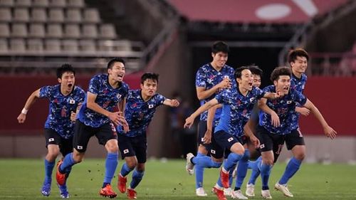 Niềm vui của cầu thủ Nhật Bản sau loạt luân lưu may rủi. (Nguồn: AFC)