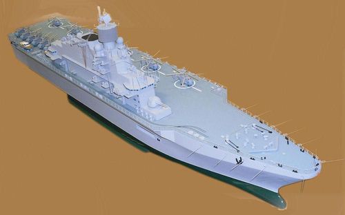 Lý do là từ khi Liên Xô sụp đổ, suốt 30 năm qua, ngành công nghiệp đóng tàu của Nga vẫn chưa đóng được những con tàu lớn như vậy. Dự án 23900 của UDC có lượng choán nước toàn bộ là 40 nghìn tấn. Chiều dài con tàu đạt 220 m, rộng 38 m, mớn nước 8 m.