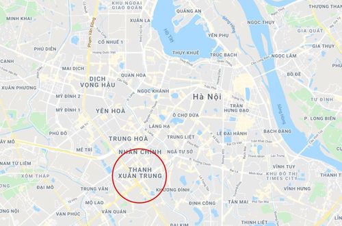 Ổ dịch Thanh Xuân Trung nằm gần nhiều khu đông dân cư. Ảnh chụp từ Google Maps.